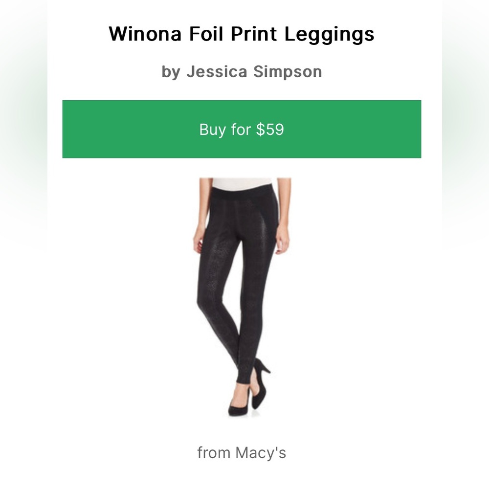 6/$20 or $20 Jessica Simpson "WINONA" Foil Print  Leggings Size Large
